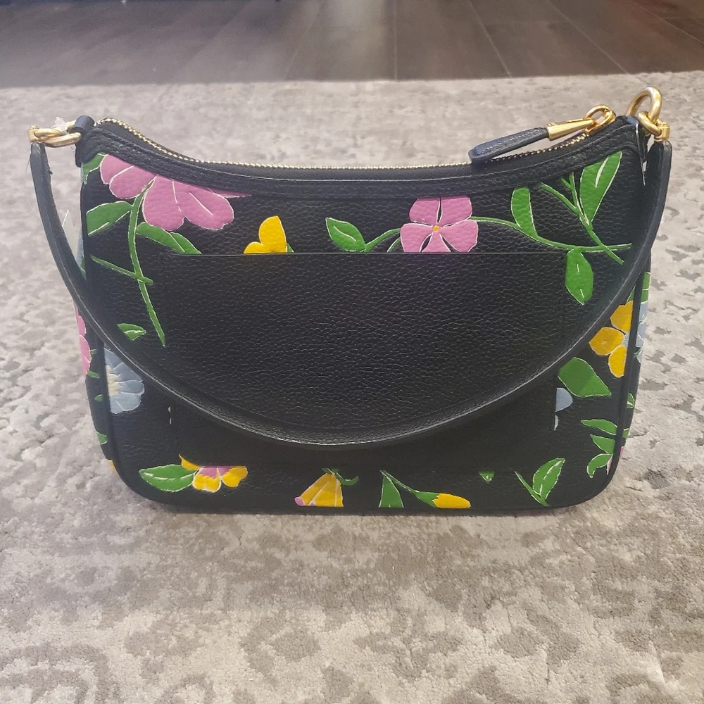 Kate Spade Sam Floral Embossed Pebble Leather Shoulder Bag - Picture 5 of 7